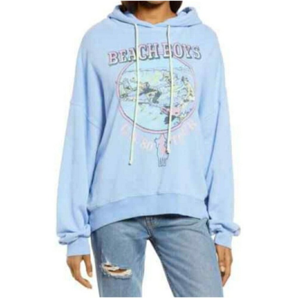 Daydreamer Beach Boys Hoodie OVERSIZED US 80’s Tour Sz S Rock Roll Blue